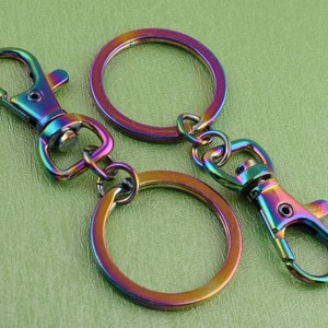 Rainbow Swivel Clasps Key Rings Alloy Lobster Clasp With Dog Leash Snap Hardware Supplies 4Pcs 25mm*75mm