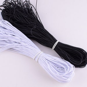 50 yards Cavo elastico,1,5 mm cavo elastico nero/bianco rotondo, Nylon Rubber Stretch String corda elastica per la perline / maschera di fabbricazione
