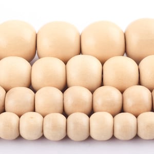 Unpainted Wood Beads Natural Colored Beads,Round Unfinished Wooden Beads,4mm Holes Bulk Beads For Beading Supply Lanyard Diy Crafts 7-14mm