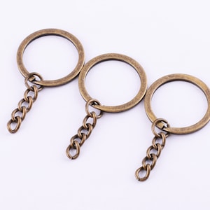 30mm Split Ring With Link,Round Double Loop Jump Rings Metal Keychain Holder Ring,Bronze Split Key Ring For Key Fob Connector Hardware