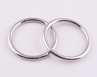 Metal O rings,Silver large round strap ring,40mm loop rings handbag rings buckle,Alloy O-rings for belt/webbing/leather DIY making 6 pcs