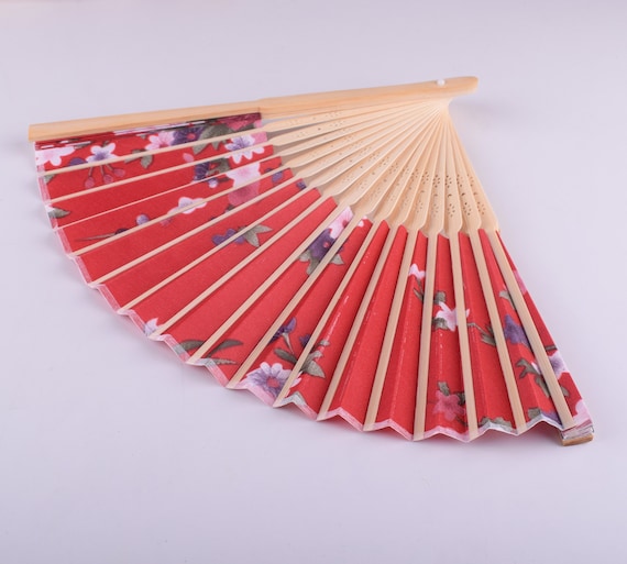 Hand Fans Chinese Silk Fans Red Flower Bamboo Folding Fans for Wedding  Party Gift,art Nouveau Style Folding Hand Fan Handheld for Summer 