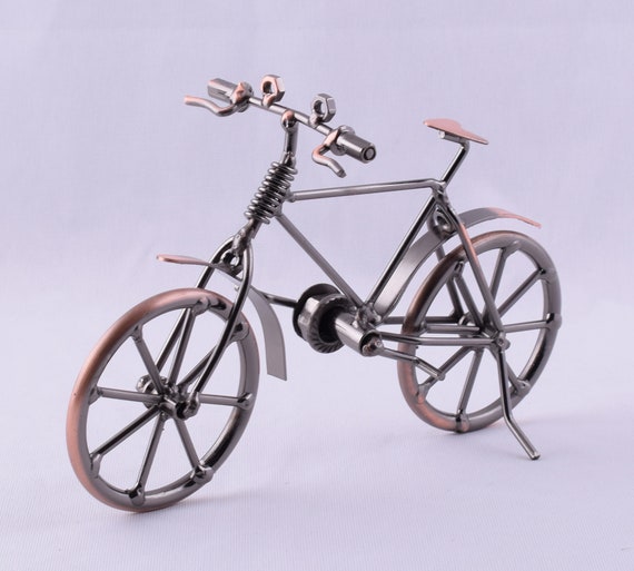 Modellino Bicicletta In Ferro Vintage - Decorazione Per Casa, Ufficio O Idea Regalo Per Appassionati Di Ciclismo - Foto 8