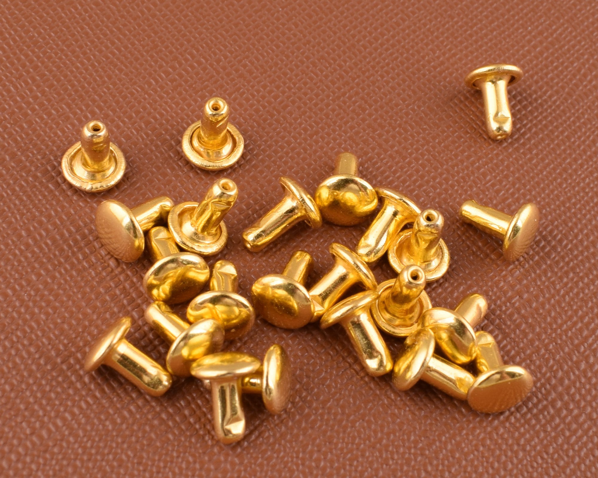 100 Sets Gold Rivets Studs Metal Rivets, 6*7mm Round Rivet,double