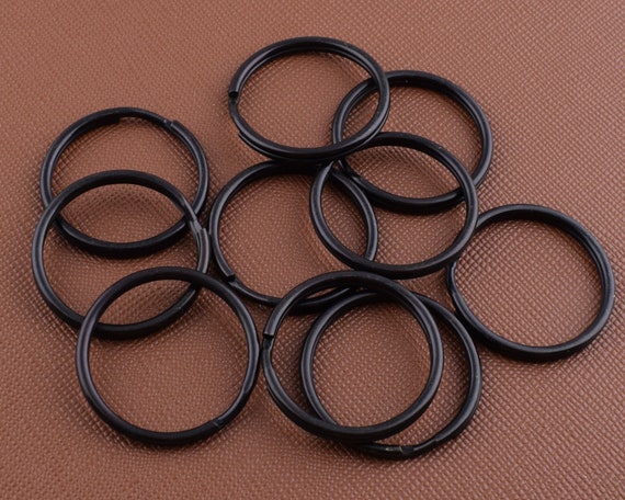 Round Key Rings,1''25mm Black Iron O Rings Double Split Keychain  Rings,metal Loop Buckle for Charms/lanyard DIY Making Hardware 40 Pcs 