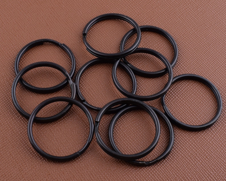 Round key rings,1/'/' Black Iron O rings Double Split Keychain Rings,Metal loop buckle for charmslanyard DIY making hardware 40 Pcs 25mm