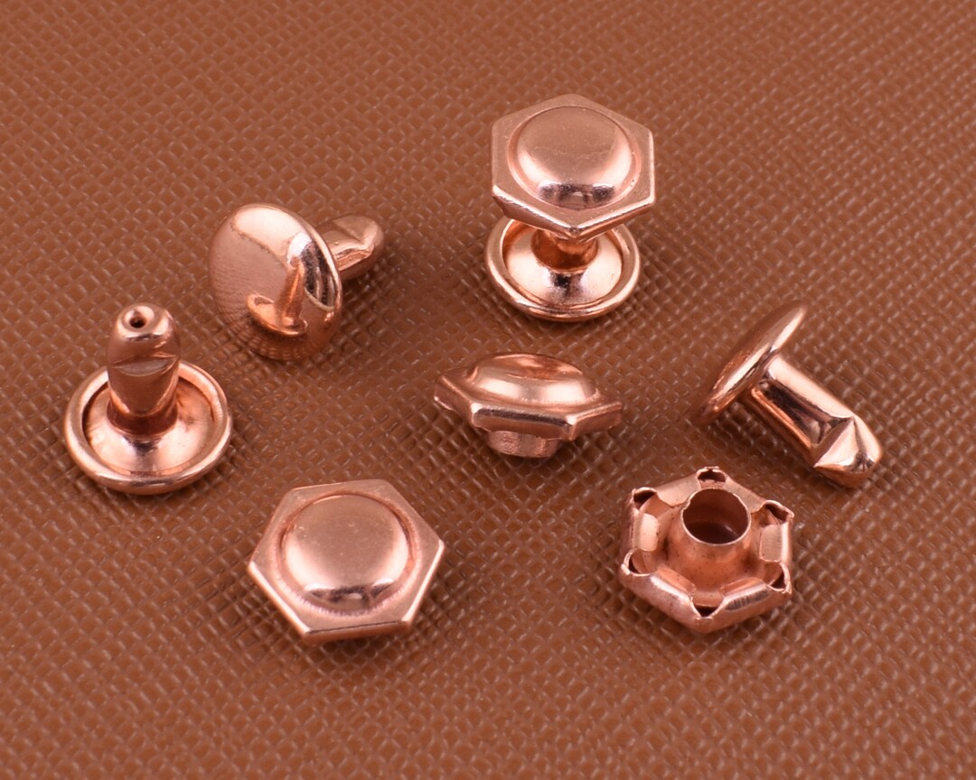 Rose Gold Rivet,8*9 Mm Metal Decorative Round Rivet,hexagonal Rivet ...