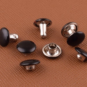 100sets Black Rivets Stud Metal Rapid Rivets round rivets,8mm*8mm Double Cap Rivets for Leather Handbag Hardware Supply.