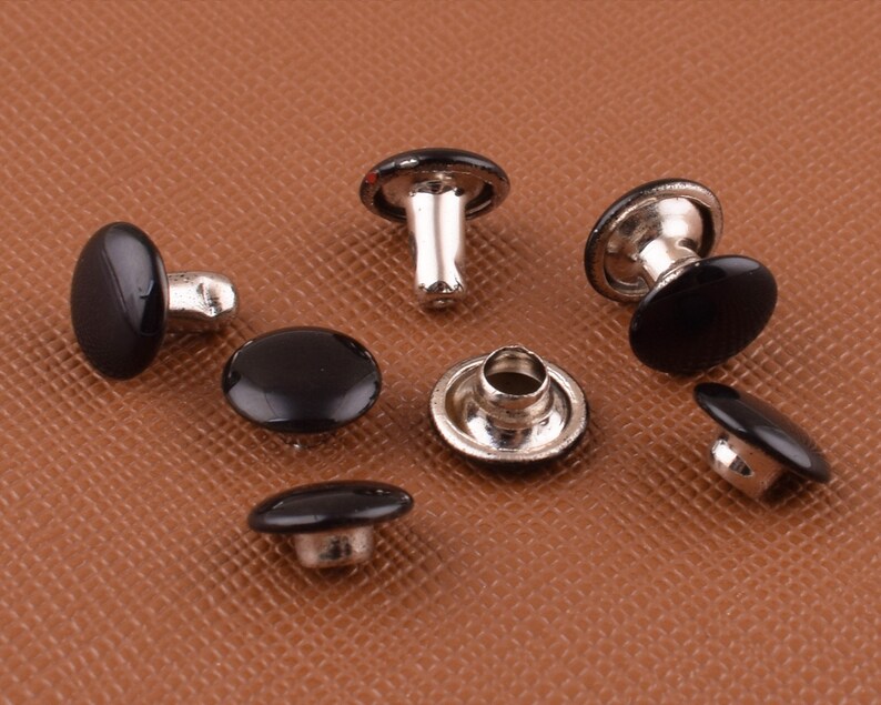 100sets Black Rivets Stud Metal Rapid Rivets Round Etsy