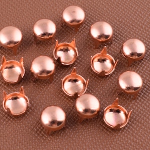 Rose Gold Nailheads studs,6mm Round Claws rivets,Metal brass decorative Spikes Leathercraft Fashion Punk studs rivets hardware.100 pcs