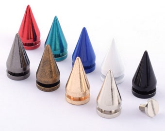Colorful Screw Punk Studs Decorative Nail Studs,Red Metal Punk Spikes Cone Spike,Screw Studs for Leather Crafts Clothes Shoes Decoration