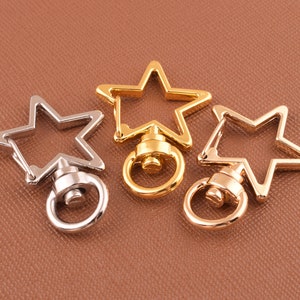 Star shape swivel clasps Swivel hook star key rings keychains Silver/gold/light gold metal key chains 10 pcs