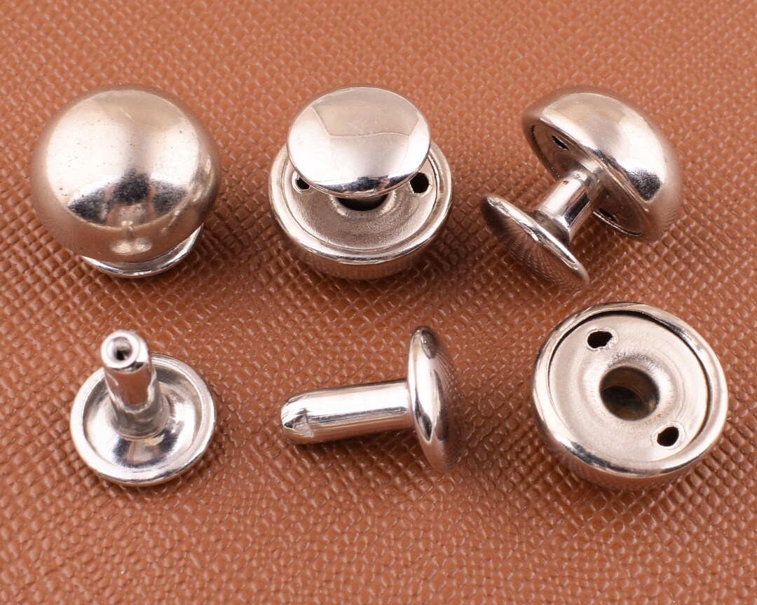 Rivet,50 Sets Silver Round Rivet Studs Metal Rivets,1211mm Double Cap