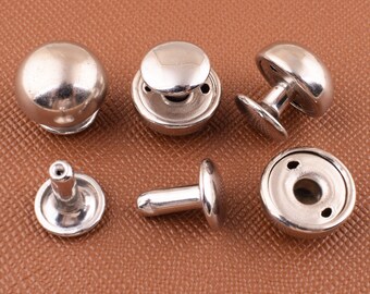 Rivet,50 Sets Silver round rivet studs metal rivets,12*11mm Double cap rivets decorative rivets for Leather Craft purse hardware