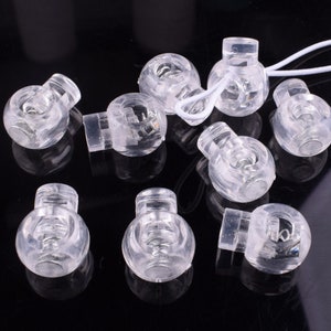 Cord Lock,Plastic Cord Stopper,18*23mm Clear Round Rope End Toggle Clip,Single hole Clothing mask cord adjustment 20 pcs