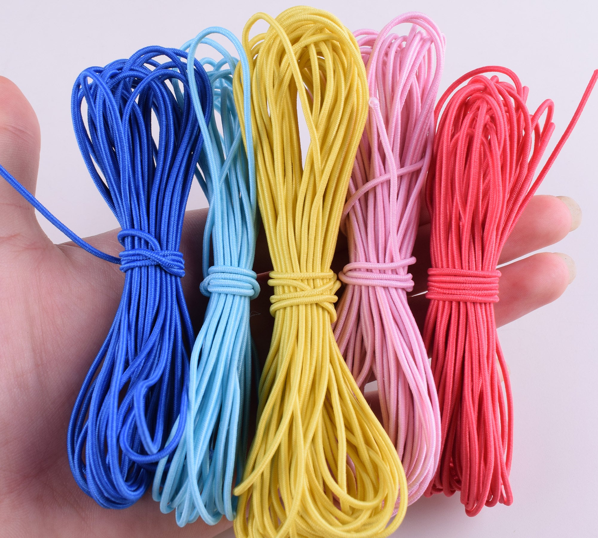 20 Yards 1.5mm Elastic Cord,red/pink/yellow/blue Flat Trim Elastic Draw ...