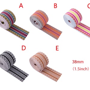 Colorful Stripe Webbing 1.5&#39;&#39; Wide Jacquard Pattern Ribbon 38MM Canvas Bag Handles Webbing Webbing for Pet Collar/Bag Strap webbing