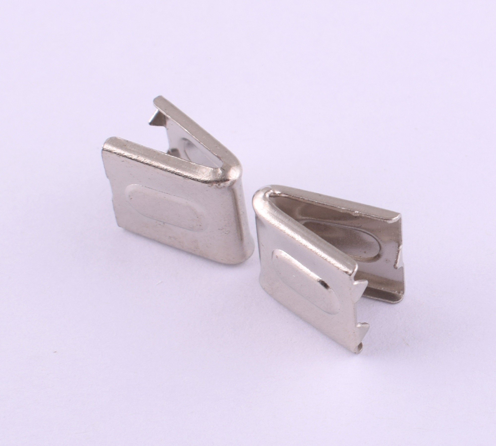Silver End Crimp Ribbon Clamp,12mm Metal Ribbon End Caps Clamper Clasp ...