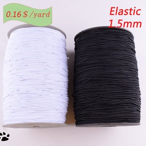 Cavo elastico, 1,5 mm Cavo elastico rotondo nero/bianco, Nylon Rubber Stretch String Corda elastica durevole per perline/maschera fatti a mano