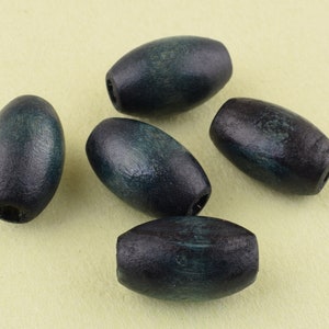 19 mm Dark blue Oval wood beads,Drum wood beads,Natural wood beads,Large Hole Craft Wood Beads For Jewelry Making