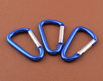 Key Rings keychains Aluminum Carabiner hook clasps,dark blue Keychain Camp Snap Hook Clip Carabiner Clips