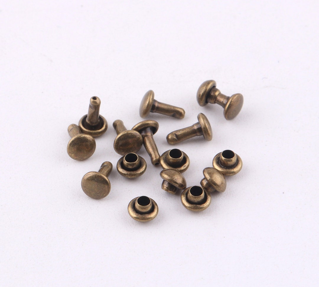 Mini Rivets Studs Bronze Round Rapid Rivets 4mm Wide Double Cap Rivets
