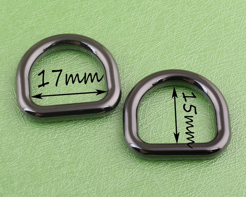 6 pcs 17mm d rings gun black d loop d circles metal d ring for belt handbags dog collar making