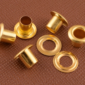 Gold Eyelets,4mm Eyelets grommet with washer round eyelet,Great for Belt Leather Craft Canvas purse DIY Making 100 Sets