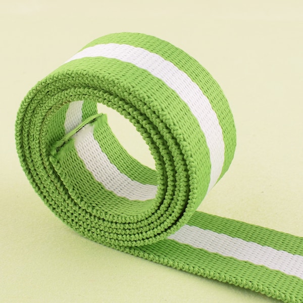 bag strap webbing cotton ribbon  green and white stripes webbing leash nylon handle bag supply