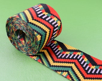 2'' Jacquard Ethnic ribbon,50mm Colorful geometric pattern webbing,Smooth Soft decorative Woven Tape Handles Bag Strap by the yard