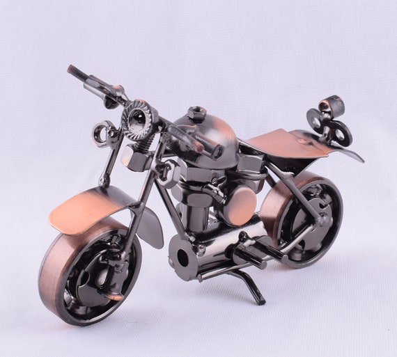 Vintage Motorcycle Modelironwork Motorbike Statue Motor Etsy