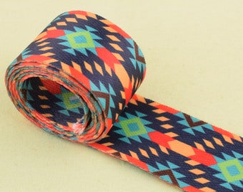 Jacquard ribbon,1.5''(38mm)Ethnic webbing Colorful geometric pattern strap,Soft webbing Belt Bag Strap,luggage And Backpacks Making Supplies