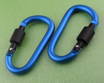 2 Pcs Aluminum Carabiner Dark Blue Key Ring Clip Carabiner, Carabiner Hook Clasp Keychain