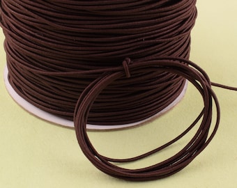 1.5 mm Dark Brown Elastic cord,Round Elastic Draw cord rope,hair tie Jewelry Beading String Nylon Rubber Stretch String