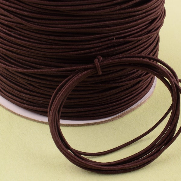 1.5 mm Dark Brown Elastic cord,Round Elastic Draw cord rope,hair tie Jewelry Beading String Nylon Rubber Stretch String