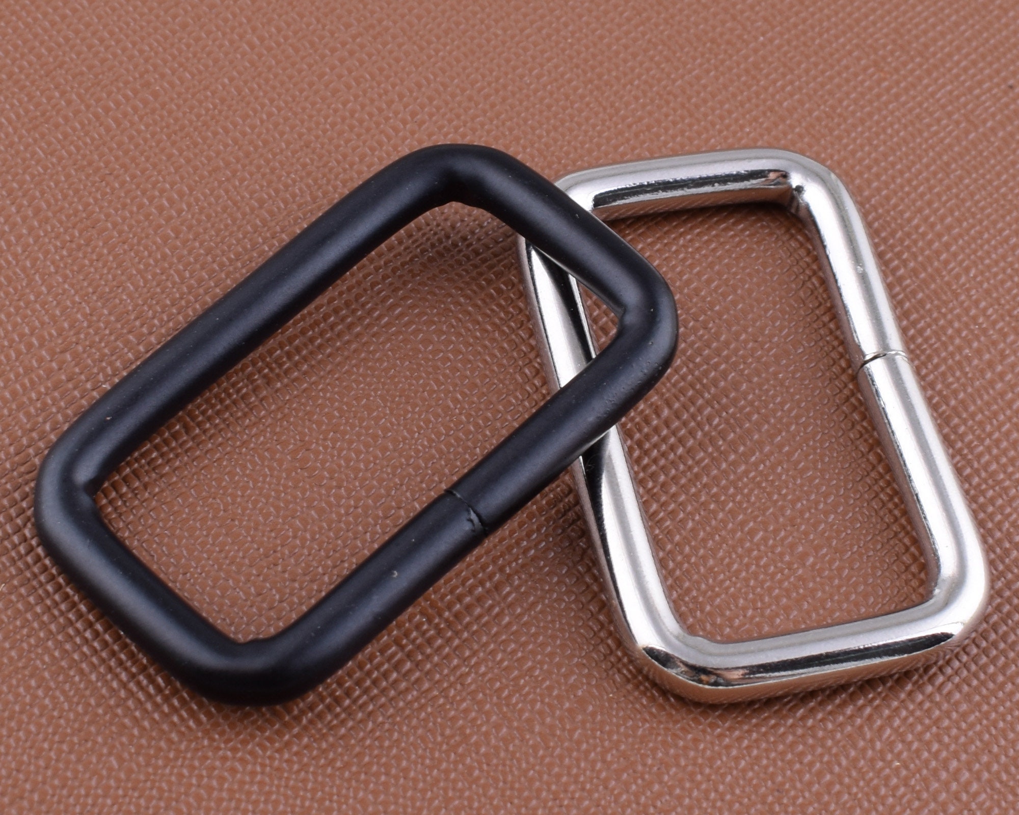Black/Silver Rectangle Rings,1 1/4''(32mm) Square rings buckles,Metal Belt strap buckles for Belt/Webbing/Purse hardware 8 Pcs