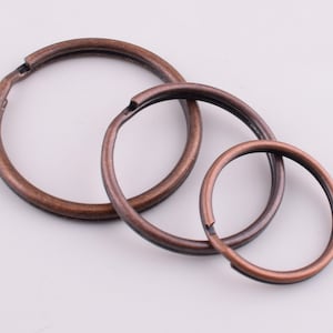 Round key rings,Double Split Key Rings O rings,20mm 25mm 30mm Antique copper keychain rings buckle,Key fob hardware wholesale 50 Pcs