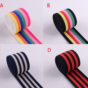 Colorful Striped Elastic Band, 1.5&#39;&#39;(38mm) Waistband Elastic Webbing,Sewing Elastic Ribbon,Colored Elastic Trim for garment accessories