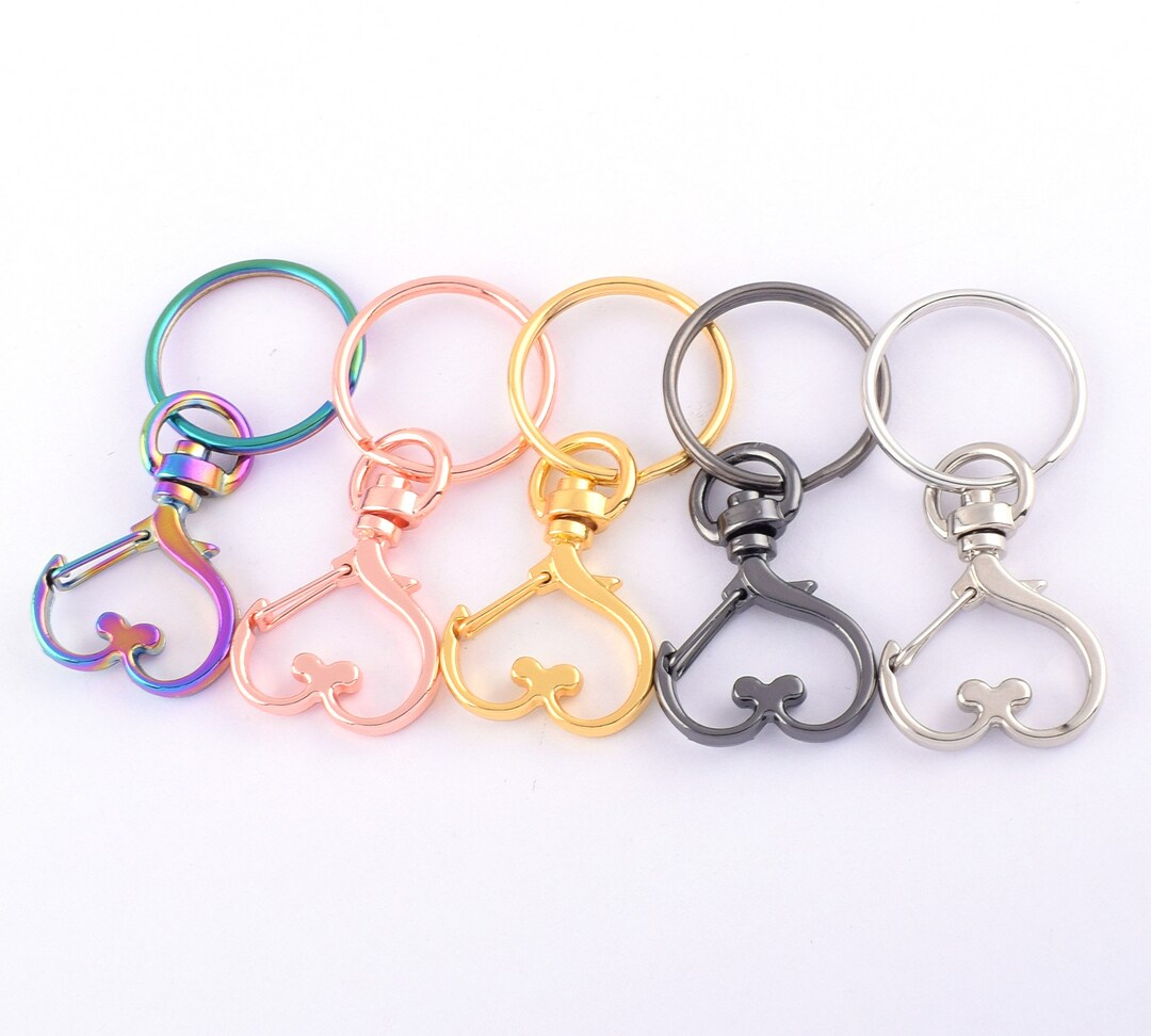 Rainbow Heart Swivel Clasps With 25mm Key Rings,metal Love Swivel