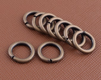 Mini O-rings bronze O rings,100 pcs 8mm Metal round strap O rings loop rings buckles hardware rings for key rings leather connector