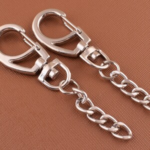 Swivel clasps,6 Pcs 80mm Silver Push gate hook,Lobster Clasp with Extension Chain,Metal swivel snap hook for purses Key Ring