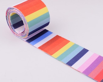 2'' Stripes rainbow webbing,50mm Ethnic jacquard decorative ribbon,Soft smooth polyester webbing handle bag purse strap,Wholesale