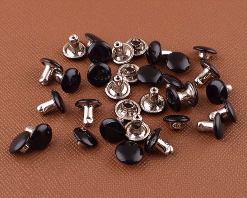 100sets Black Rivets Stud Metal Rapid Rivets Round Etsy