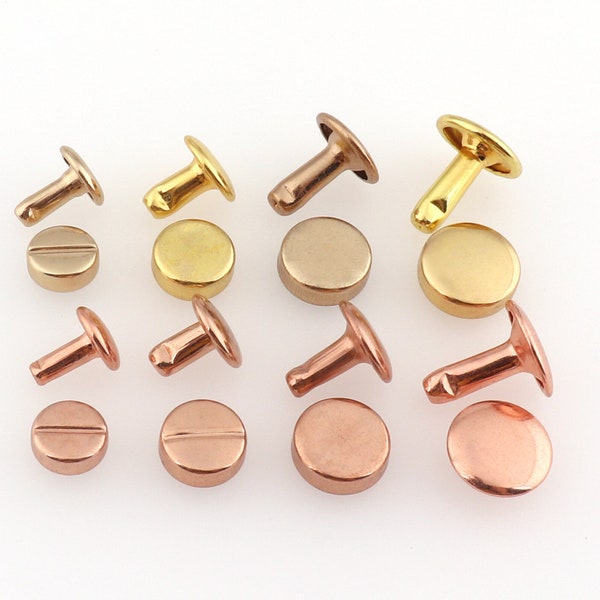 Rose gold/gold rivet studs,Double Cap round rivets,7mm 8mm 9mm 10mm Metal rapid decorative rivet for leather crafts | Supplies DIY 100 sets