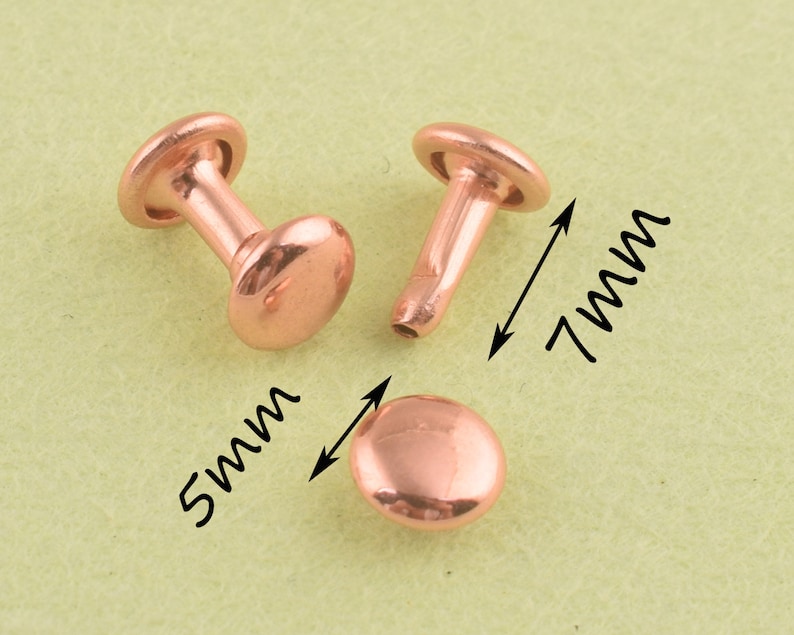 Rose Gold Rivets Double Cap Rivets Metal Round Rivet 5 Sizes Etsy
