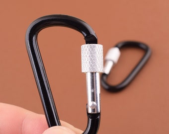 Black Key Ring Bag Connector Metal Key Chain Aluminum Carabiner, Small Carabiner with lock
