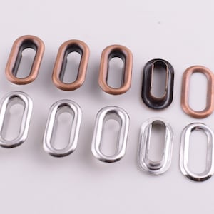 Oval Eyelet with washer,10*3(inner)mm Antique copper/silver Oval Brass Grommets Eyelets,Metal eyelets for canvas/Leather working 100 sets
