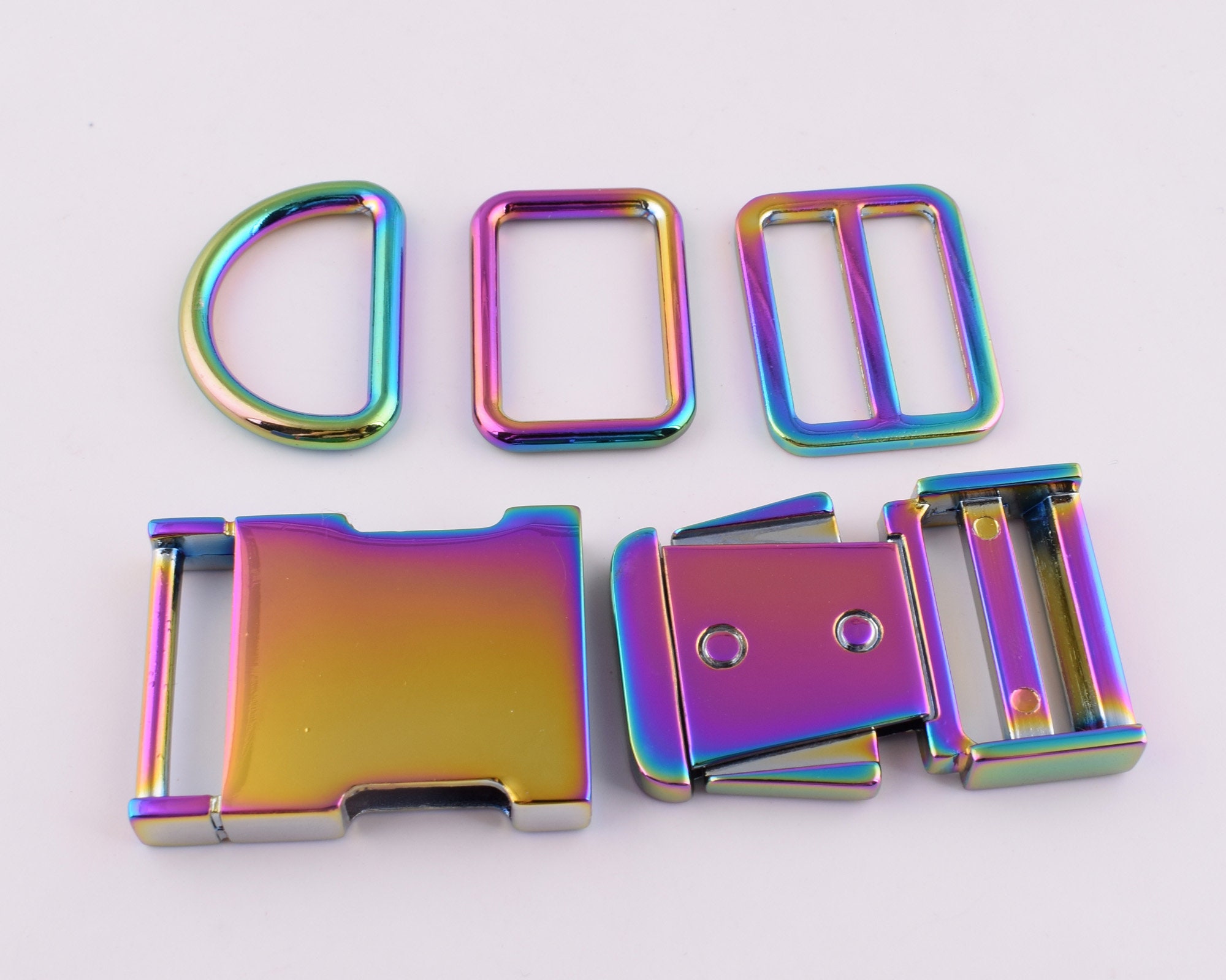 Rainbow Dog Collar Hardware Kit 1 Inch Metal Pet Collar Set Etsy