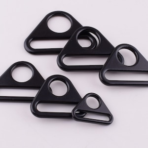 Triangle Strap Buckles,Black double rings webbing slide buckle,19/25/30/32/35/38mm metal connector buckles Handbag Hardware 10pcs
