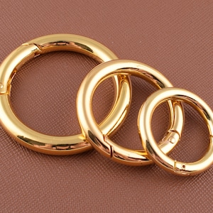 Frühling-Tor-Ringe, Gold Runde Tor Ring Drücken Druckhaken, 20mm/25mm/33mm Feder O Ringe Verschluss für Geldbörse Handtasche DIY machen 6/12 Stück